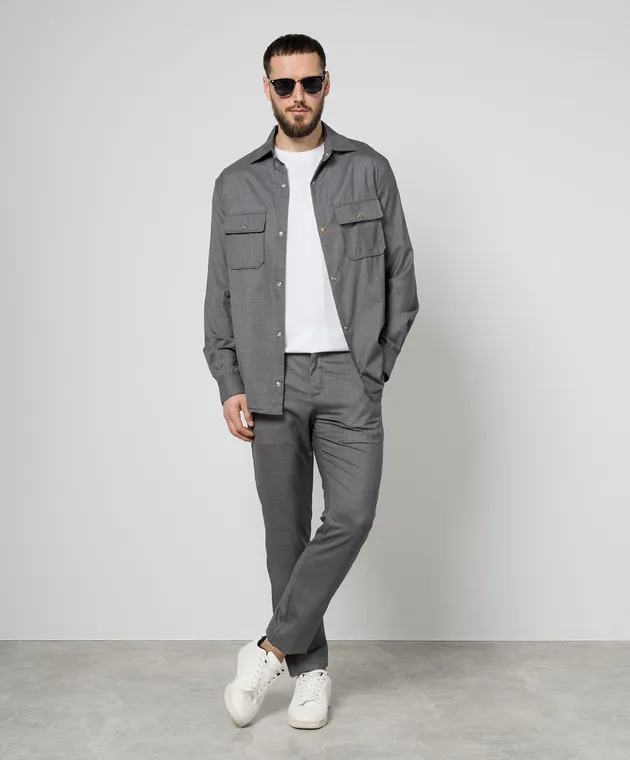 Marco Pescarolo Gray shirt NEXT made of wool and silk