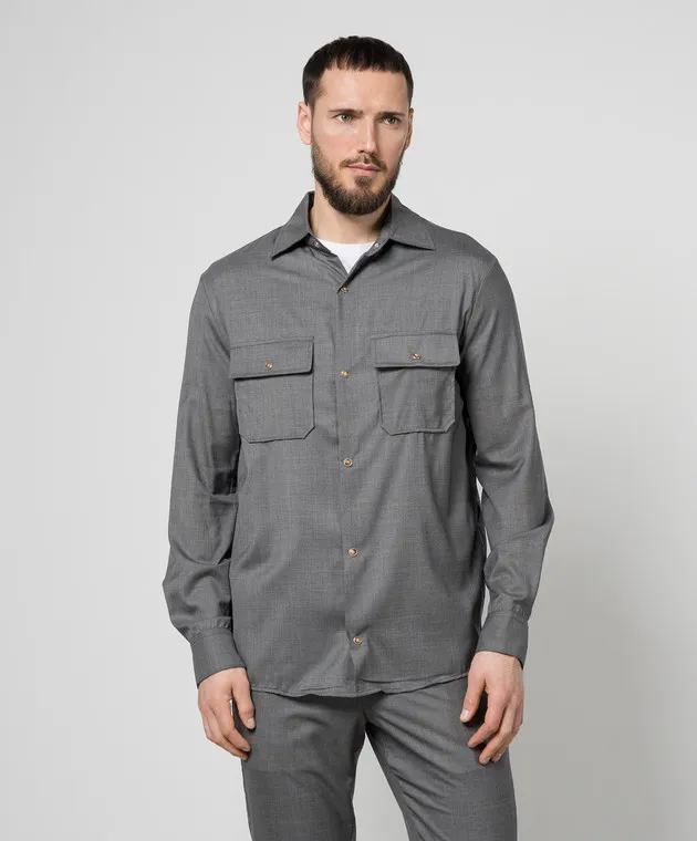 Marco Pescarolo Gray shirt NEXT made of wool and silk