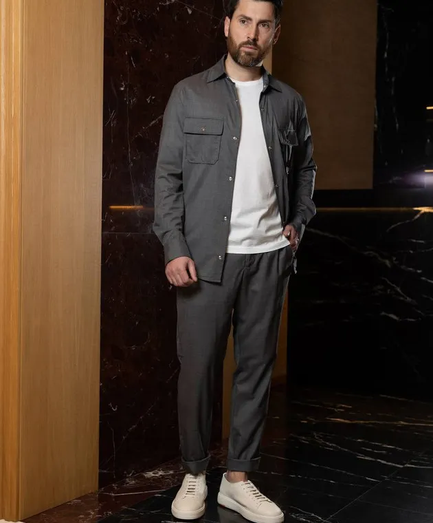 Marco Pescarolo Gray shirt NEXT made of wool and silk