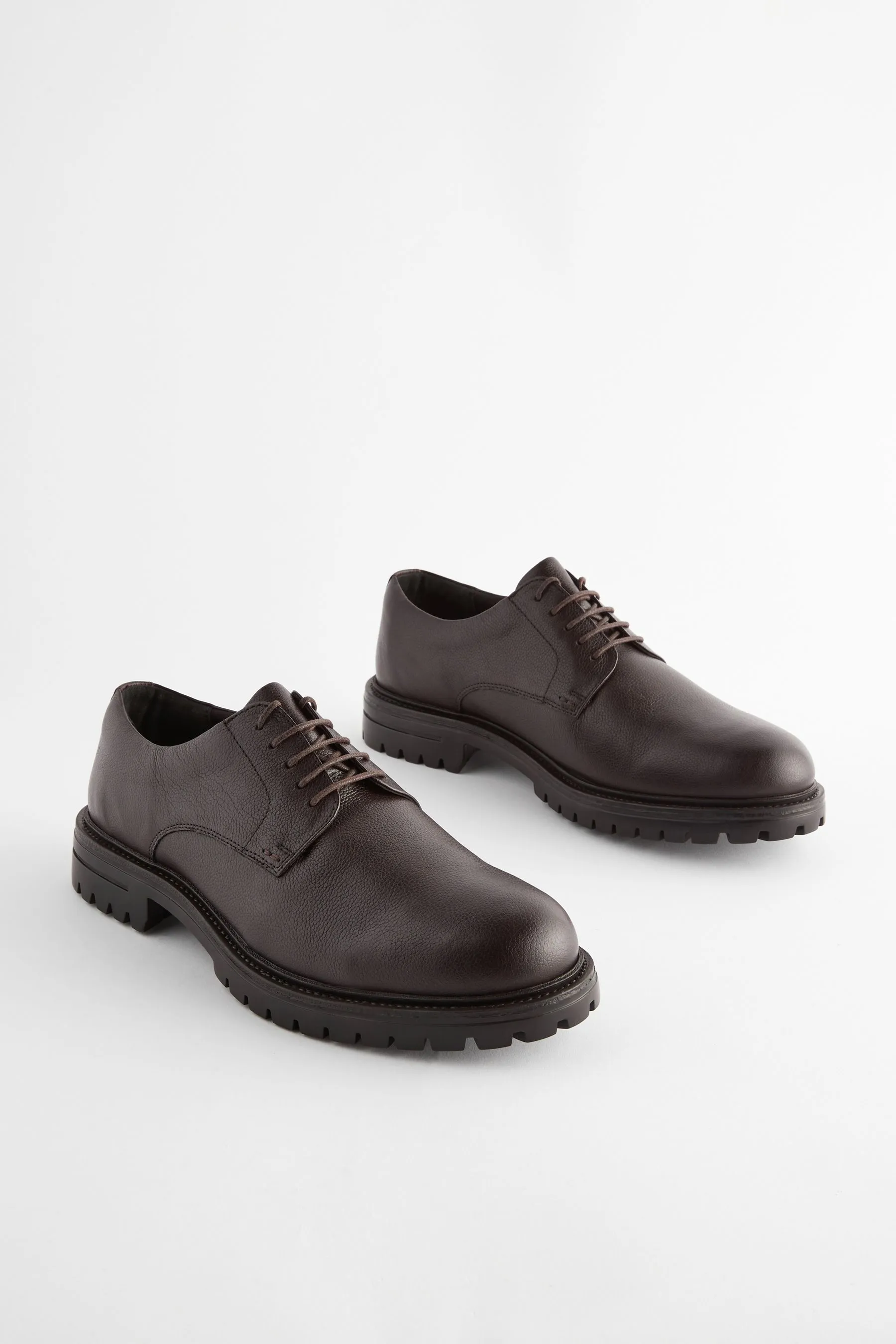 MARRóN  LEATHER CLEATED SOLE DERBY SHOES