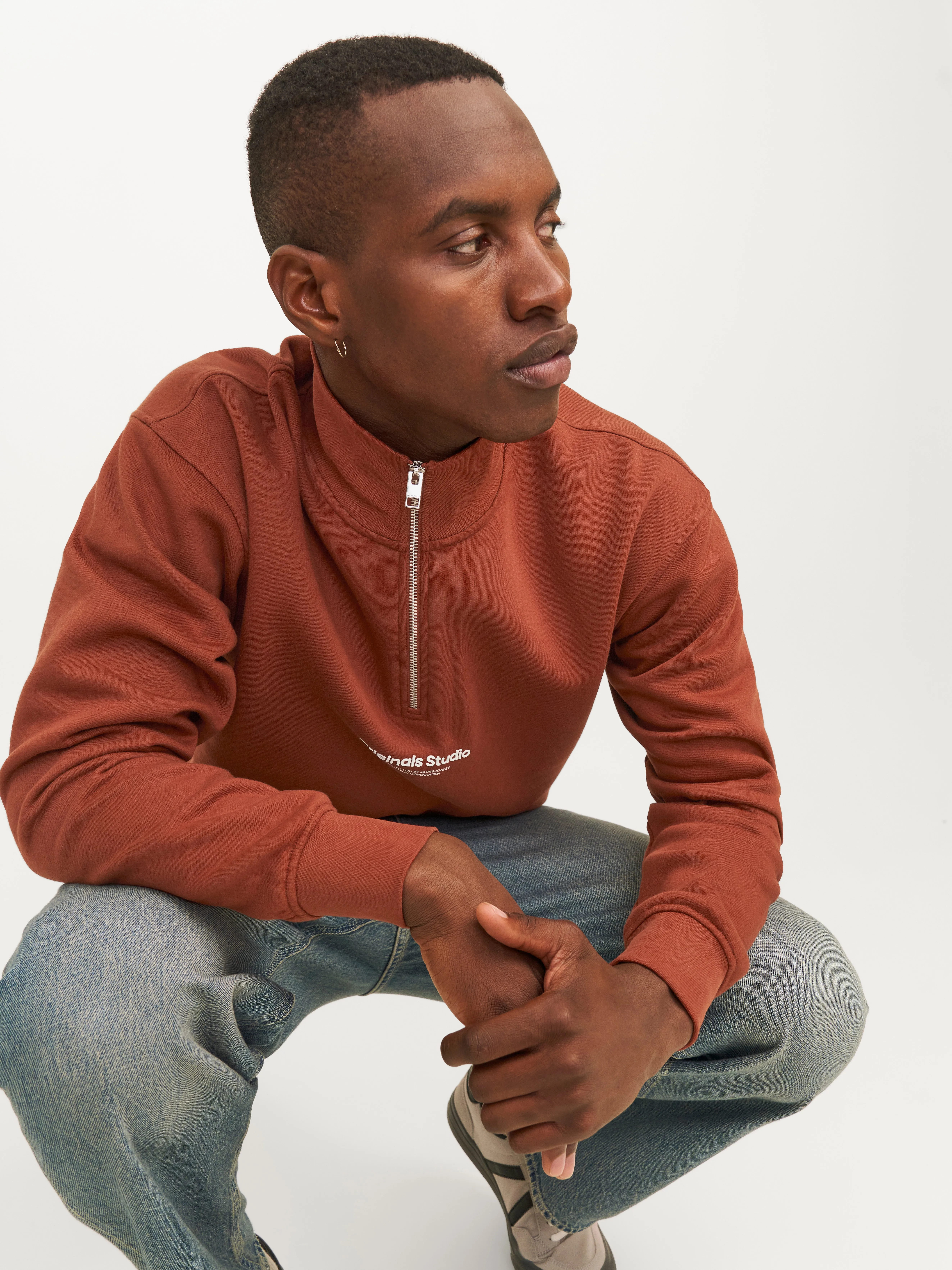 Media cremallera Con texto | Rojo oscuro | Jack & Jones®
