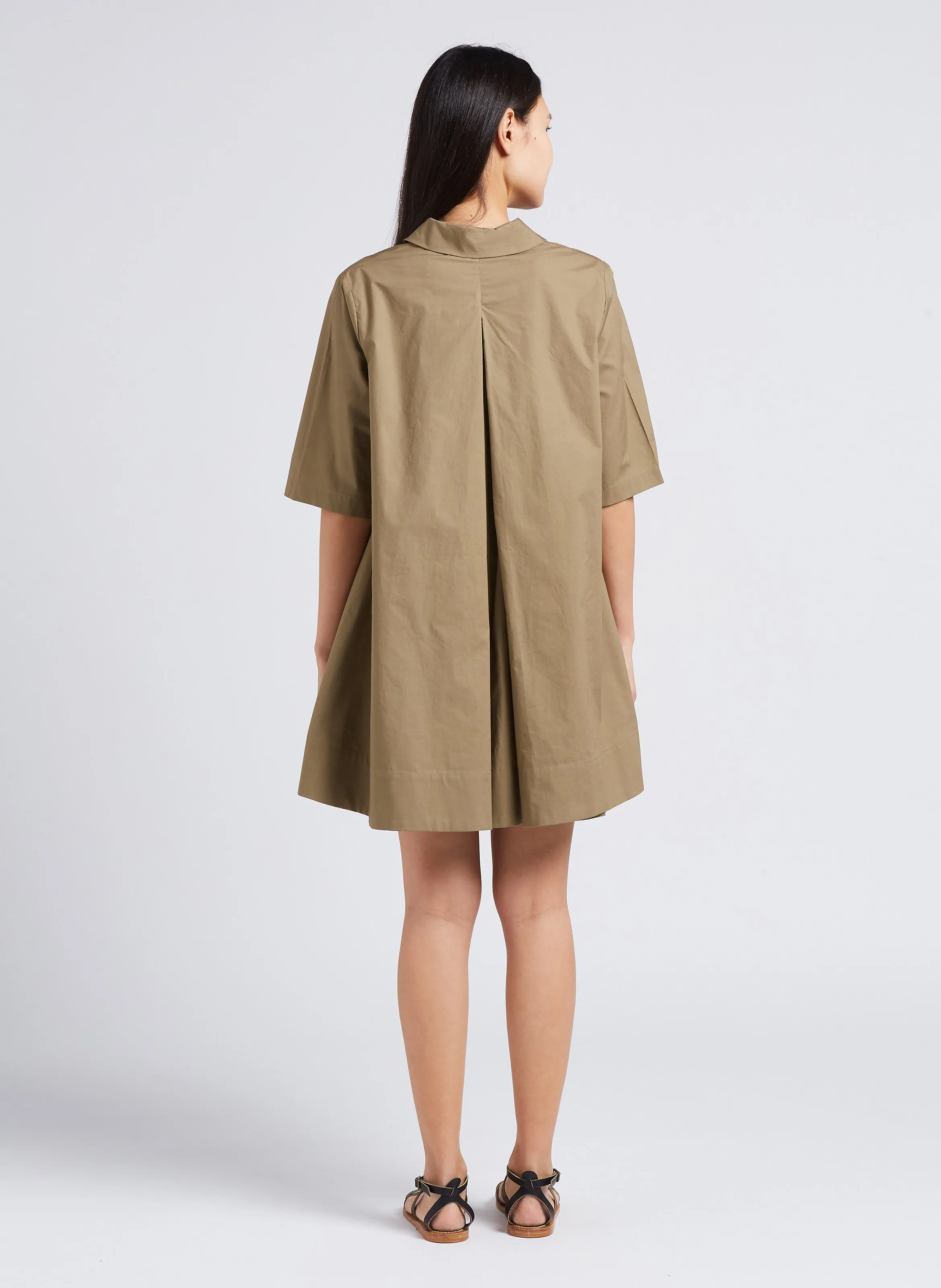 MES DEMOISELLES PERLE  VESTIDO CORTO HOLGADO DE ALGODóN CON CUELLO CLáSICO EN CAQUI