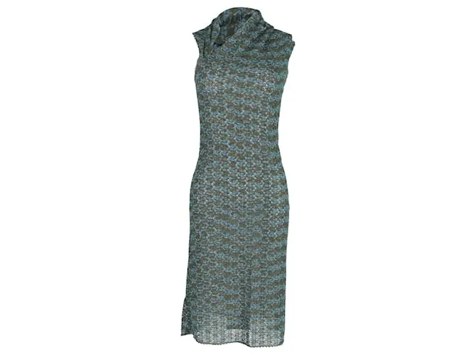 Missoni Escote Asimétrico Sin Mangas en Lana Verde Azulado 