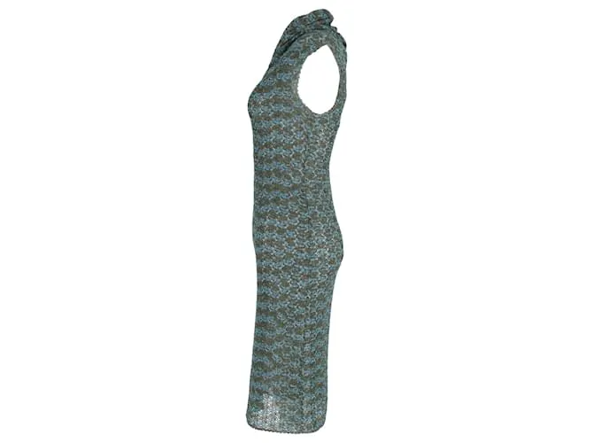 Missoni Escote Asimétrico Sin Mangas en Lana Verde Azulado 
