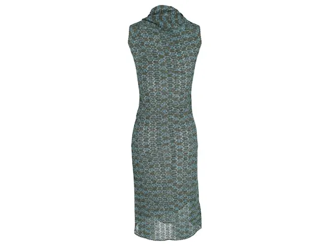 Missoni Escote Asimétrico Sin Mangas en Lana Verde Azulado 