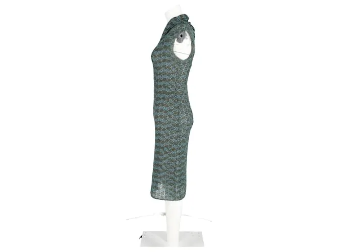 Missoni Escote Asimétrico Sin Mangas en Lana Verde Azulado 