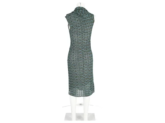 Missoni Escote Asimétrico Sin Mangas en Lana Verde Azulado 