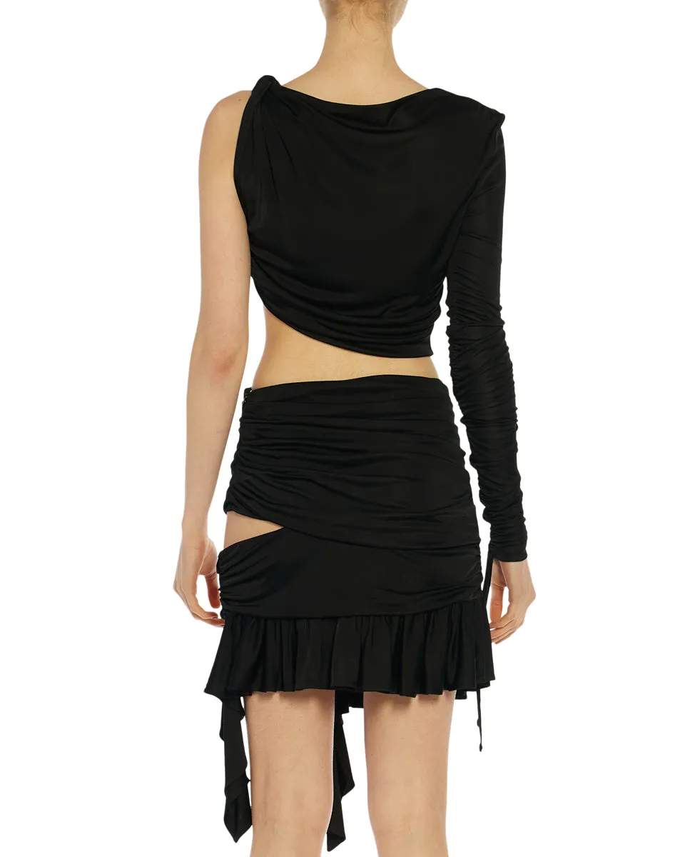Mono Shoulder Asym Draped Top L