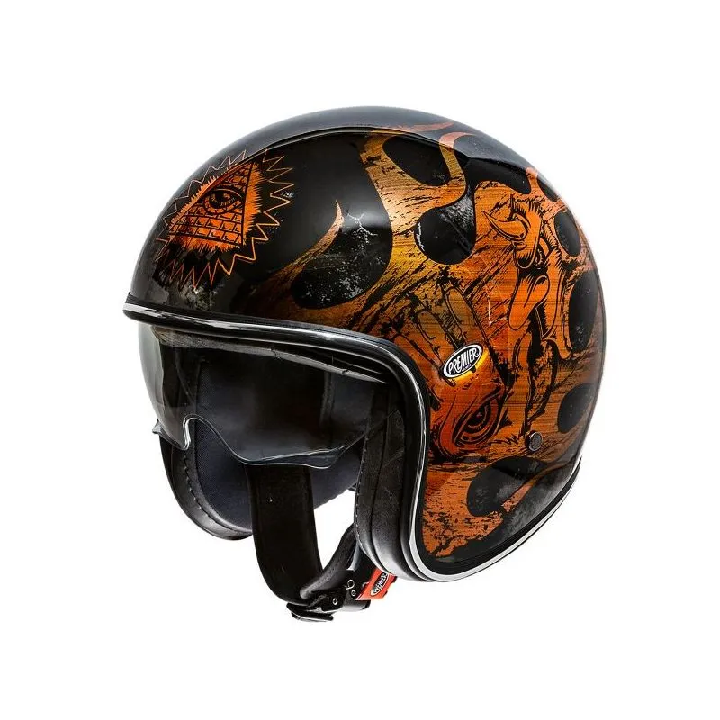 MOTOCICLETA DEL VINTAGE CASCO JET BD NARANJA CROMADO  PREMIER