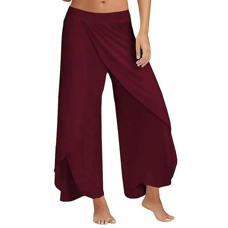 Mujeres Pantalones de pierna ancha Loose Fitness Yoga Split Pantalones Mandala Open Leg Pantalones Comfort Gypsy Hippie Aladdin 
