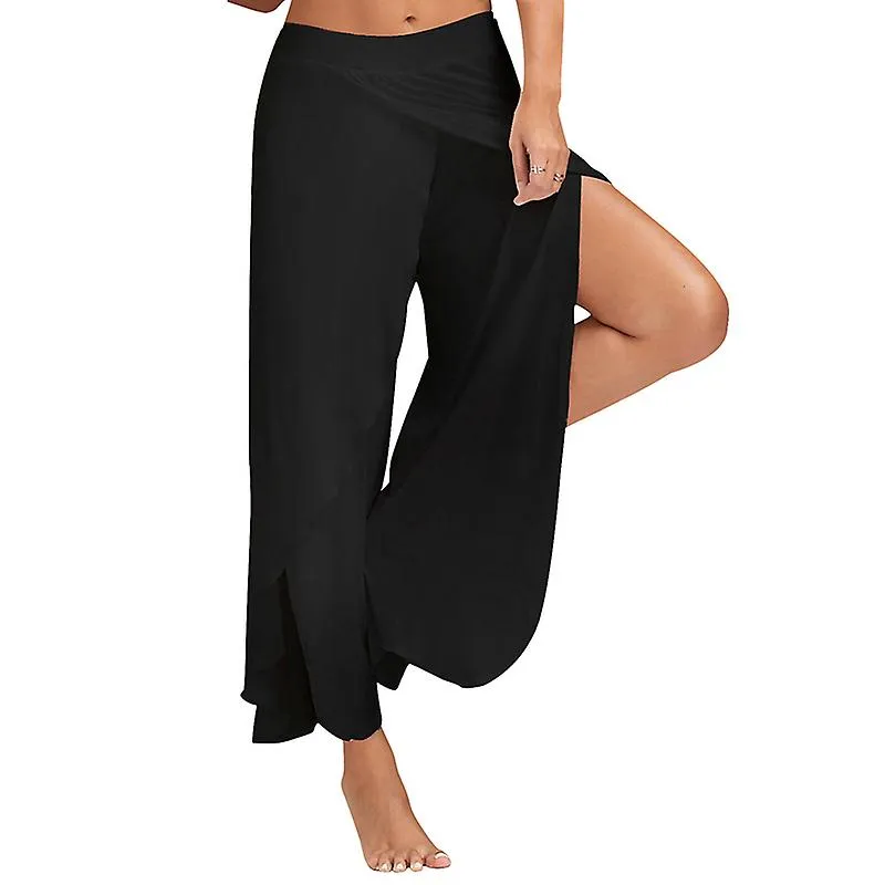 Mujeres Pantalones de pierna ancha Loose Fitness Yoga Split Pantalones Mandala Open Leg Pantalones Comfort Gypsy Hippie Aladdin 