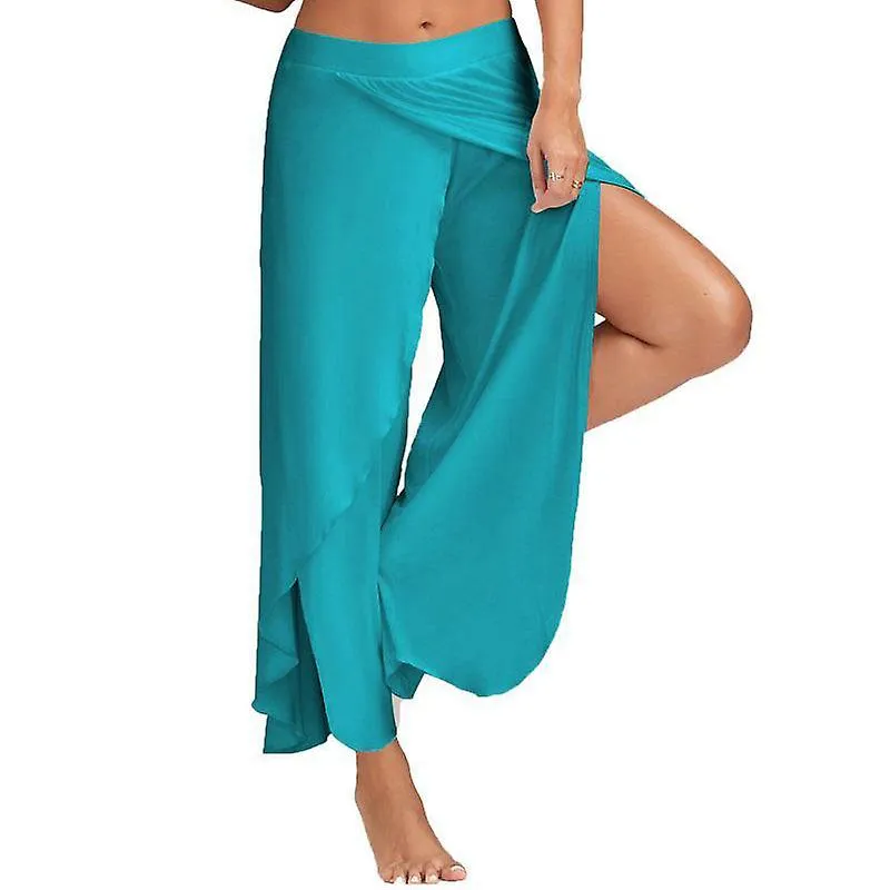 Mujeres Pantalones de pierna ancha Loose Fitness Yoga Split Pantalones Mandala Open Leg Pantalones Comfort Gypsy Hippie Aladdin 