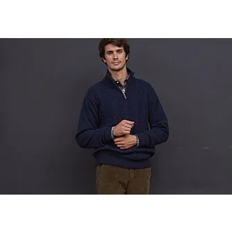 NAVY BLUE HALFZIP WOOL JUMPER  KENTH