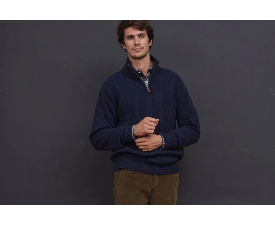 NAVY BLUE HALFZIP WOOL JUMPER  KENTH