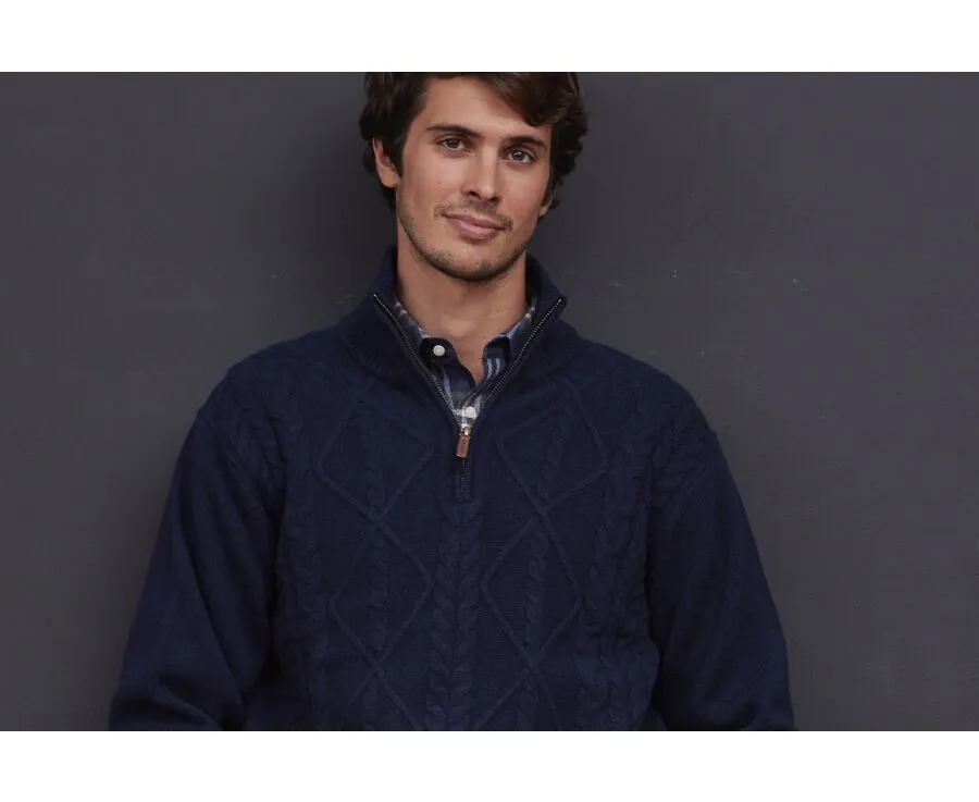 NAVY BLUE HALFZIP WOOL JUMPER  KENTH