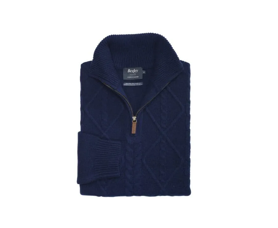 NAVY BLUE HALFZIP WOOL JUMPER  KENTH