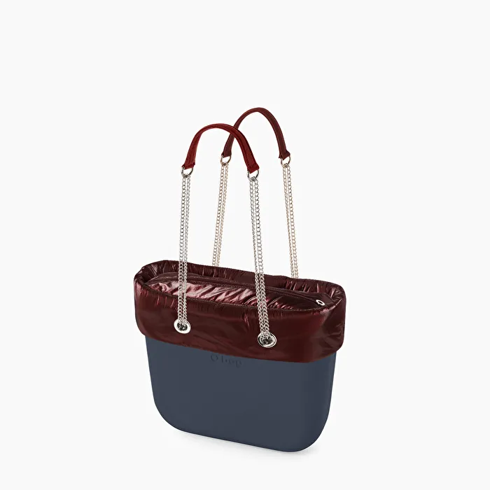 O bag azul marino y borde burdeos