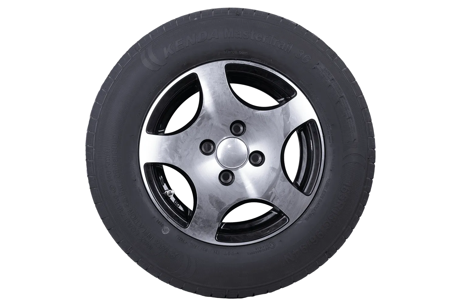 OUTLET Rueda de remolque reforzada NEUMÁTICO KENDA 165 R13C 96/94N LLANTA ALU STARCO 5Jx13 4x100 ET:30 60.5mm
