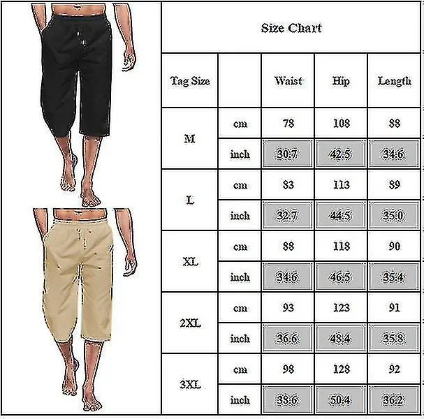 Pantalones Capri para hombres Ligero Suelto 3/4 Pantalones cortos con cordón Cintura elástica Pantalones de yoga de playa casual