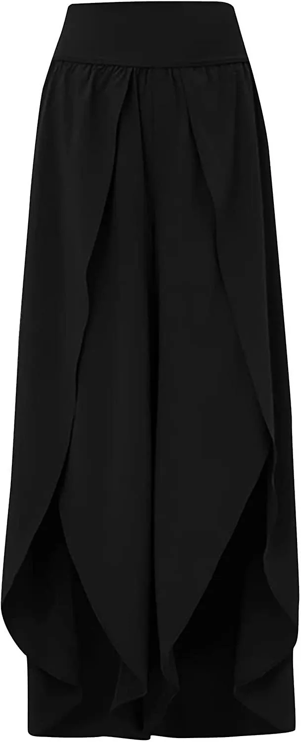 Pantalones de pierna ancha para mujer, pantalones de yoga de cintura alta con aberturas, pantalones casuales Flowy Beach Palazzo