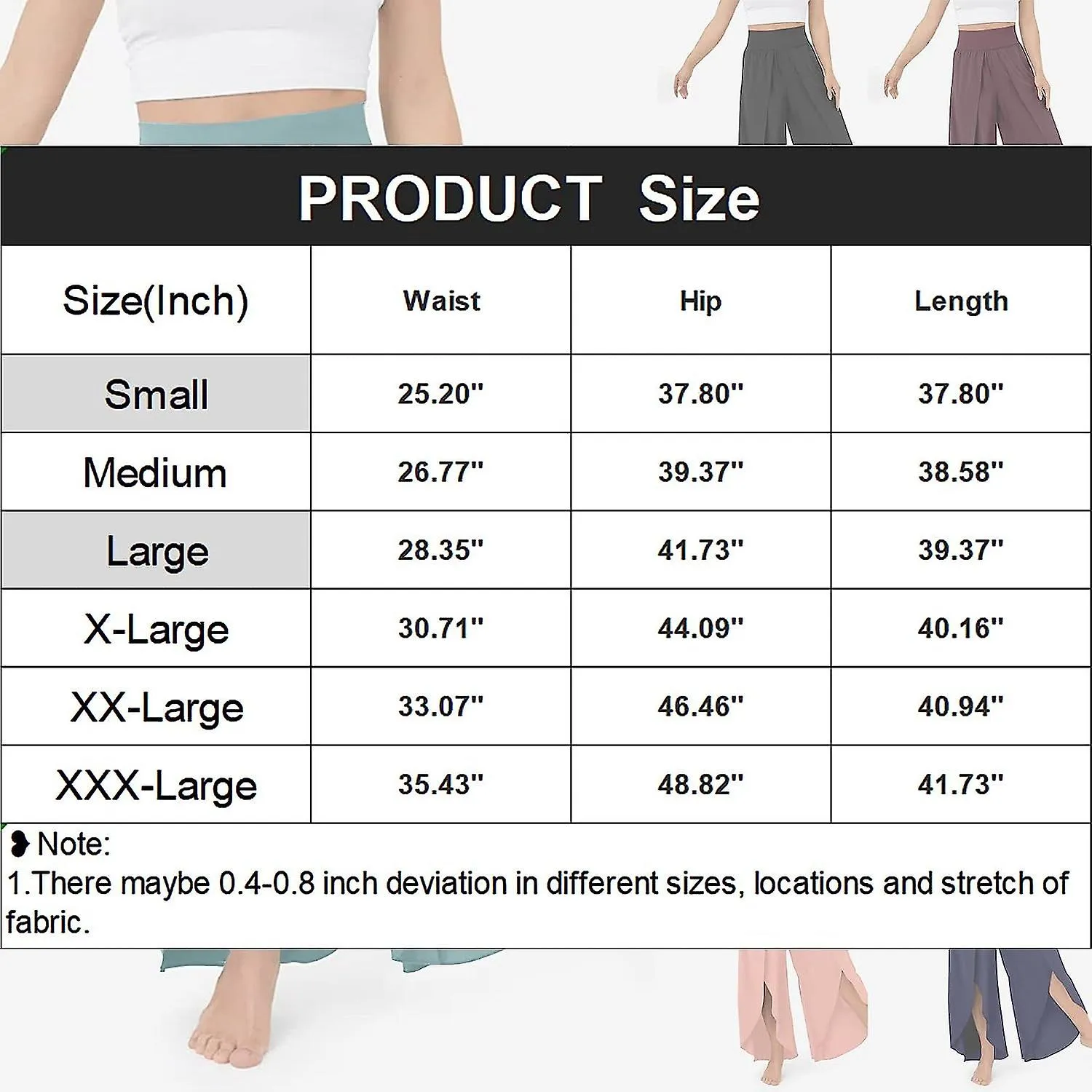 Pantalones de pierna ancha para mujer, pantalones de yoga de cintura alta con aberturas, pantalones casuales Flowy Beach Palazzo