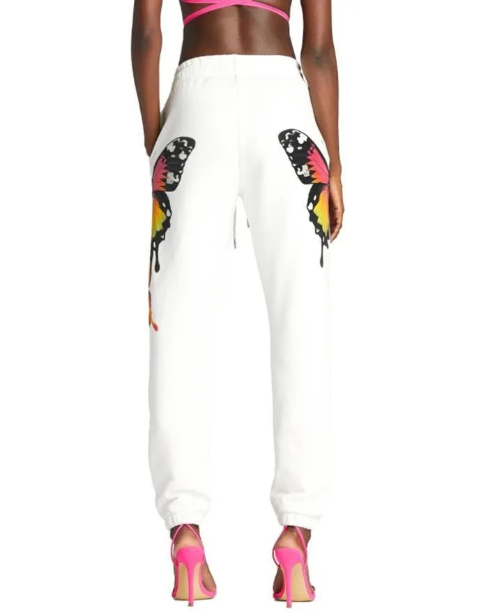 Pantalones de yoga activos con estampado de elementos de mariposa de color