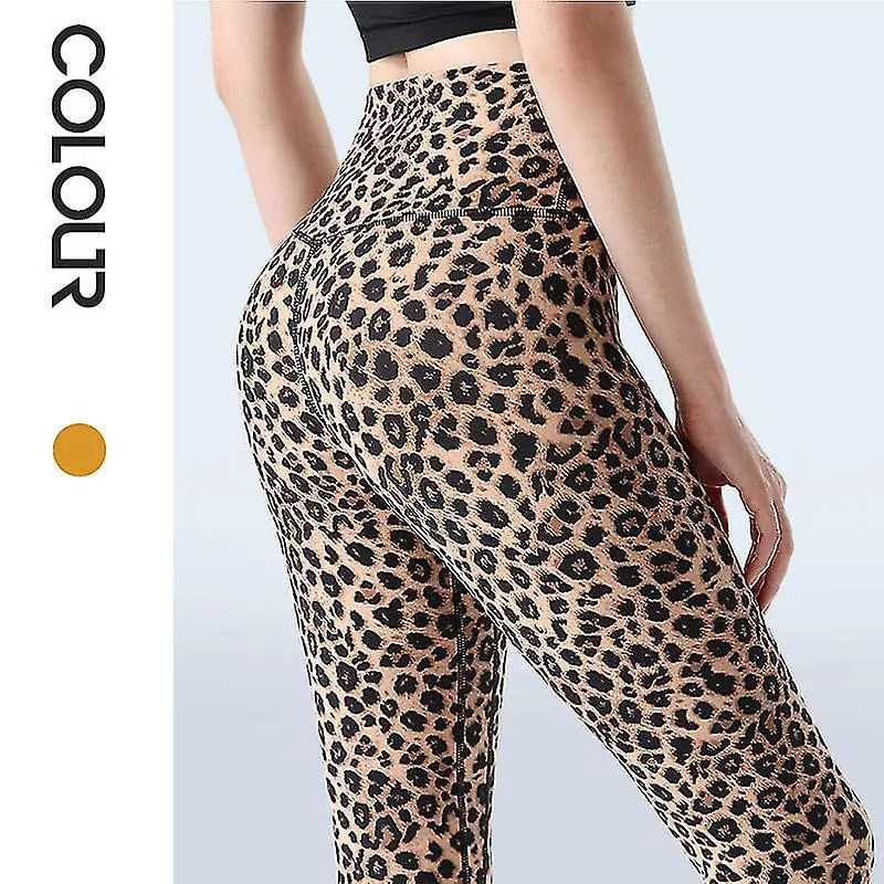 Pantalones de yoga con estampado de leopardo para mujeres Deportes y fitness Usar pantalones de chándal nude de cintura alta