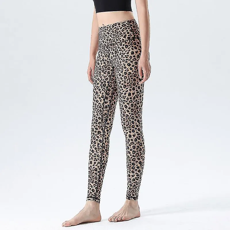 Pantalones de yoga con estampado de leopardo para mujeres Deportes y fitness Usar pantalones de chándal nude de cintura alta