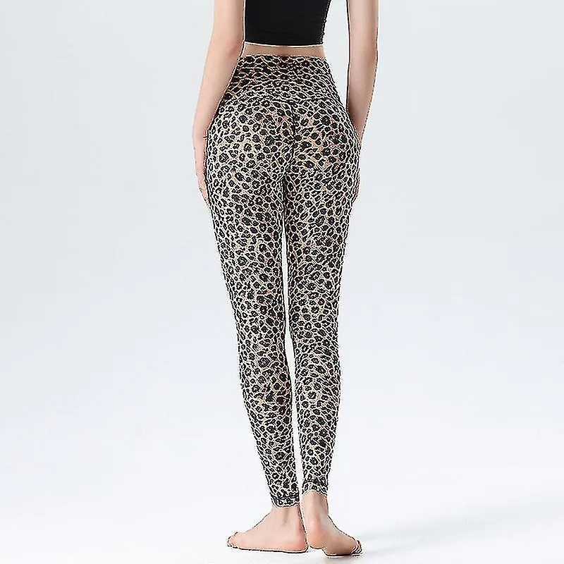 Pantalones de yoga con estampado de leopardo para mujeres Deportes y fitness Usar pantalones de chándal nude de cintura alta