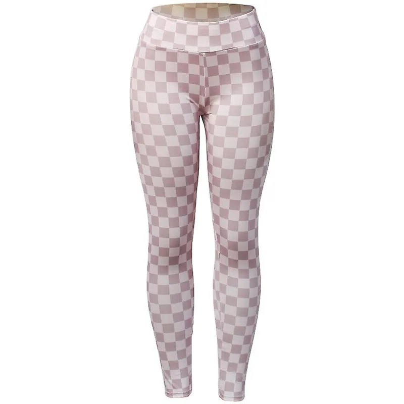 Pantalones de yoga de cintura ancha a cuadros para mujeres