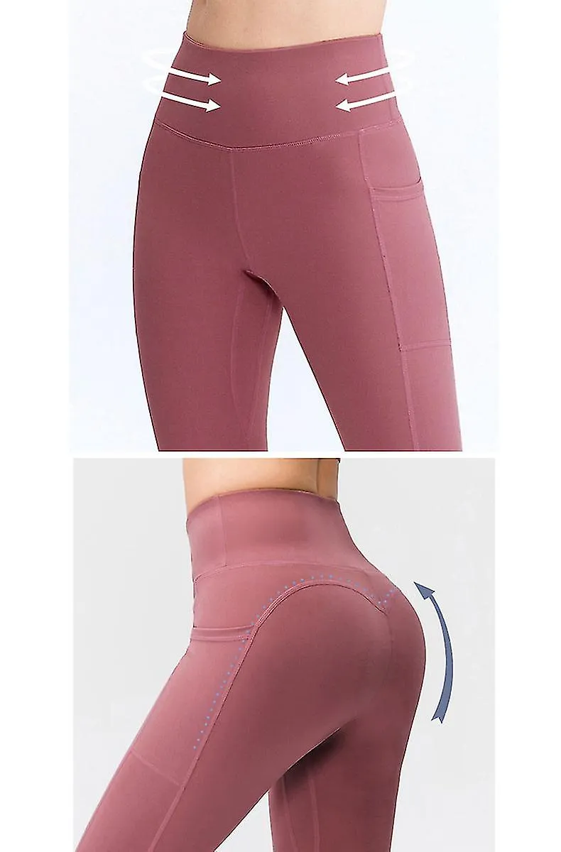 Pantalones de Yoga Estiramiento Cintura Alta Yoga Leggings Mujeres Fitness Deportes Bolsillos Pantalones