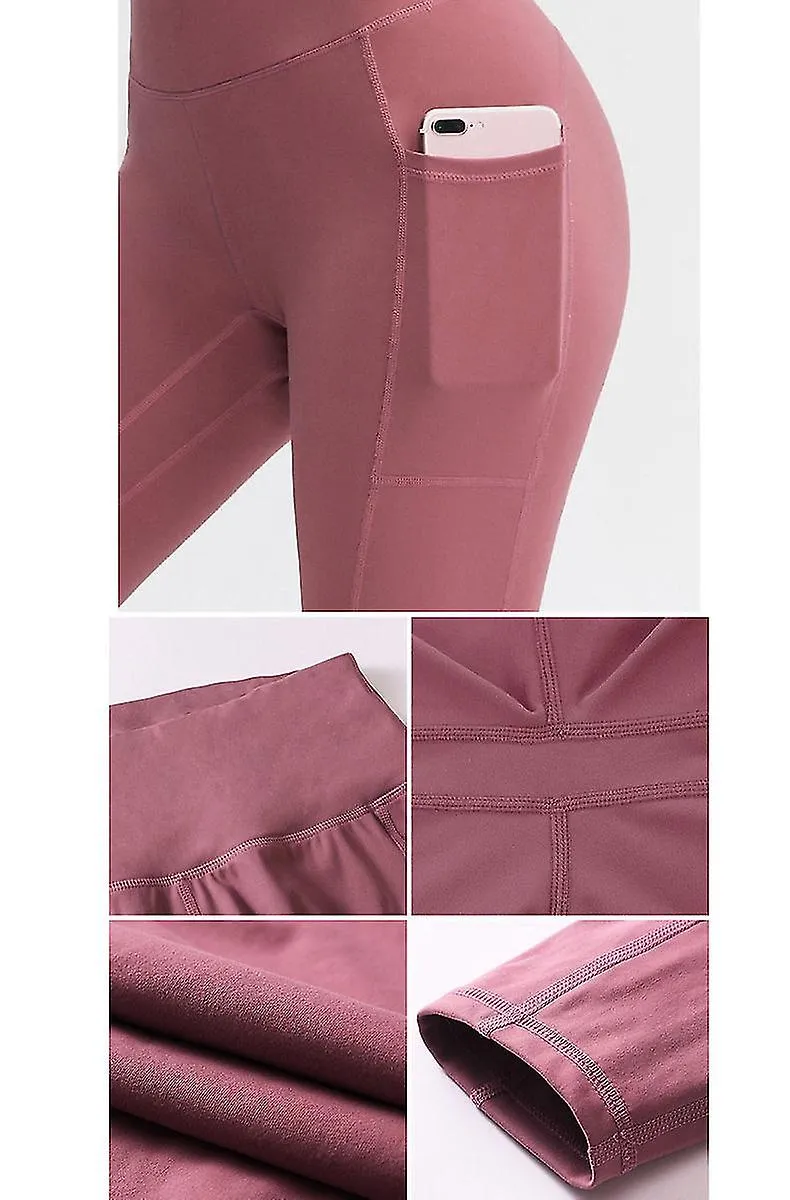 Pantalones de Yoga Estiramiento Cintura Alta Yoga Leggings Mujeres Fitness Deportes Bolsillos Pantalones
