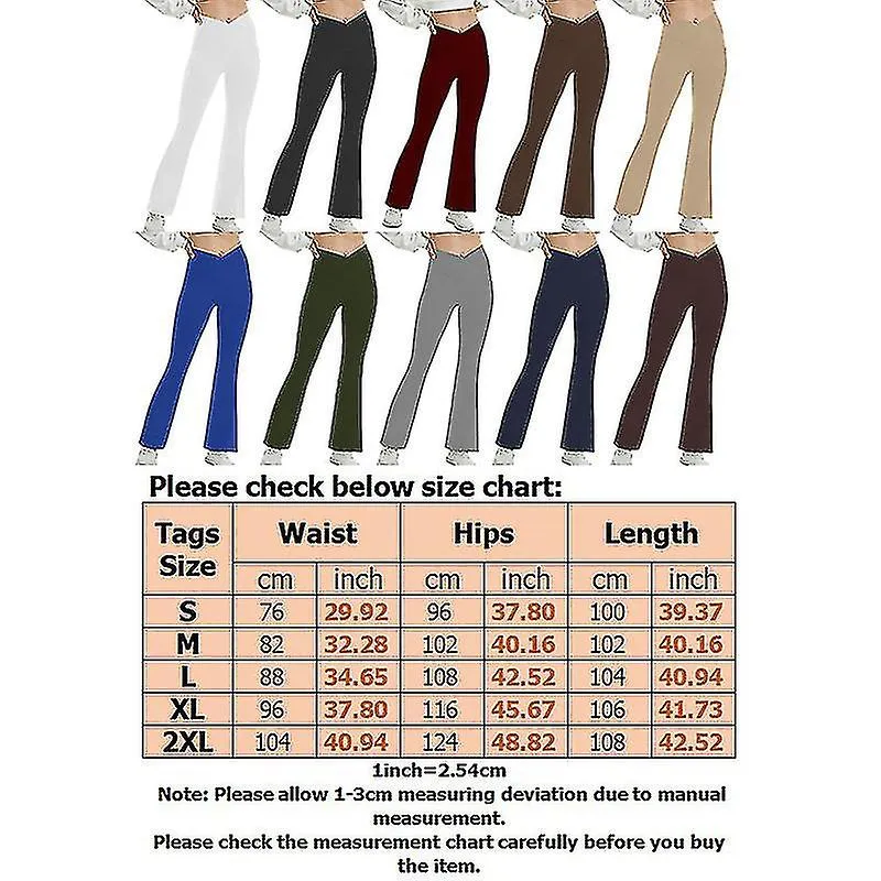 Pantalones de yoga para damas Pantalones de entrenamiento de piernas acampanadas de color sólido Leggings regulares de cintura a