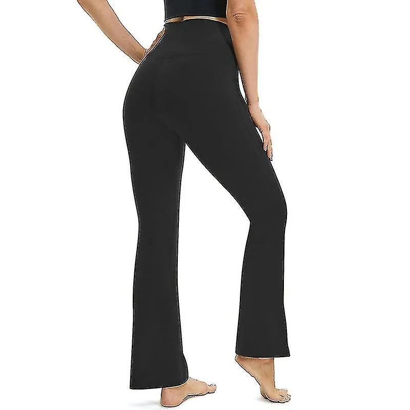 Pantalones de yoga para damas Pantalones de entrenamiento de piernas acampanadas de color sólido Leggings regulares de cintura a