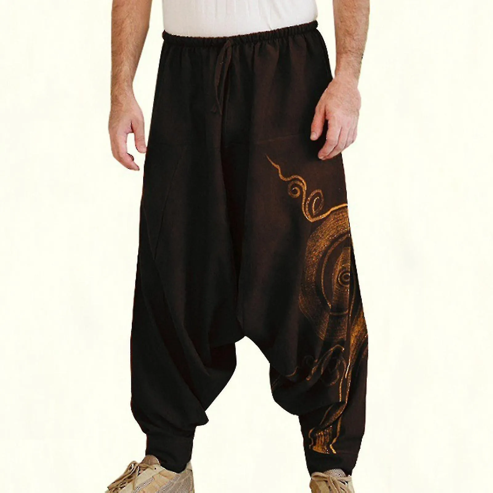 Pantalones de yoga para hombres Estilo Bohemia Pantalones plisados de gran tamaño especial Harem