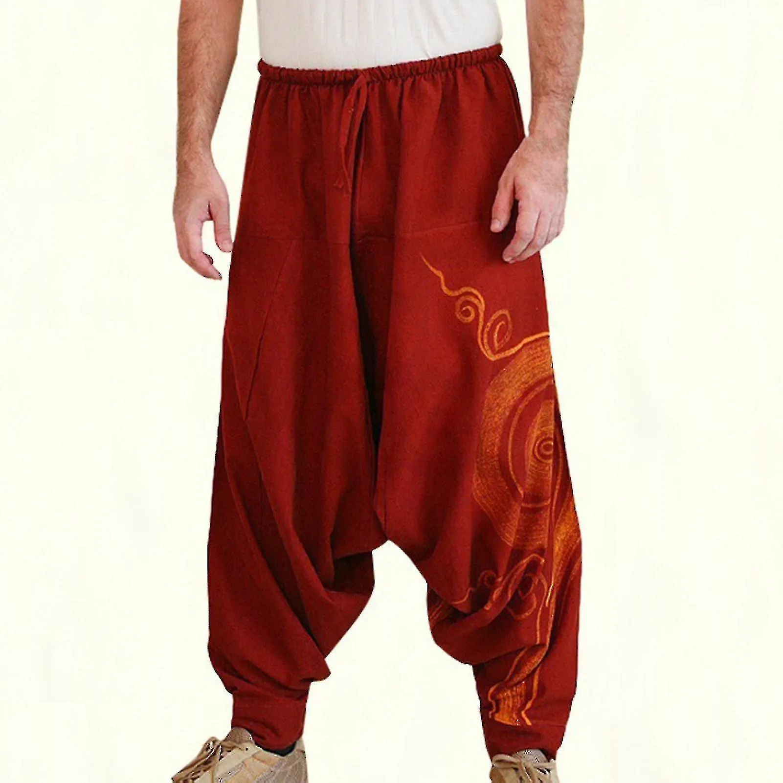 Pantalones de yoga para hombres Estilo Bohemia Pantalones plisados de gran tamaño especial Harem