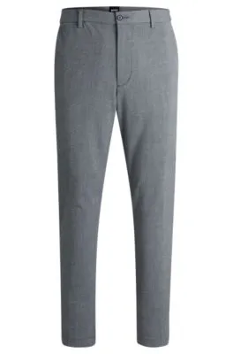 Pantalones regular fit de tejido panamá elástico jaspeado