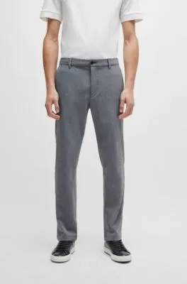 Pantalones regular fit de tejido panamá elástico jaspeado