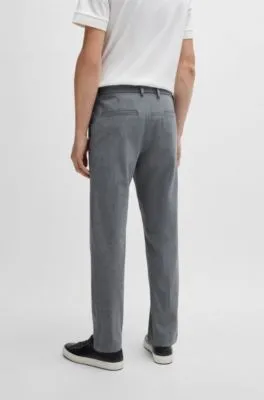 Pantalones regular fit de tejido panamá elástico jaspeado