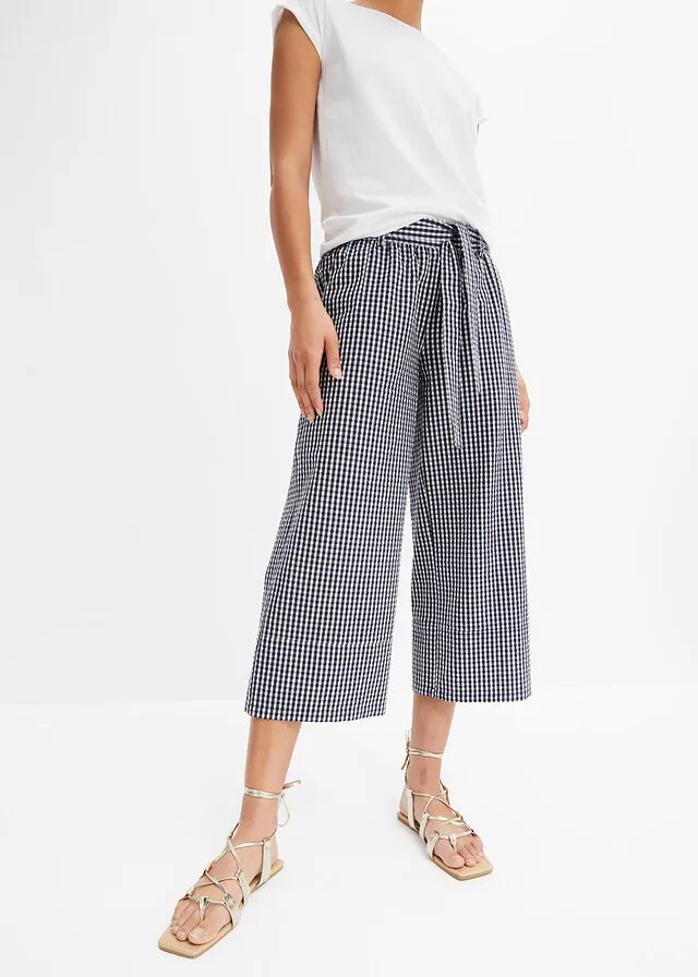PANTALóN AZUL MARINOBLANCO LANA A CUADROS