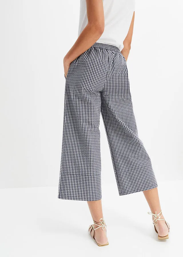 PANTALóN AZUL MARINOBLANCO LANA A CUADROS