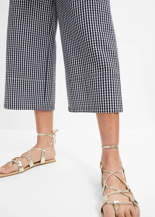 PANTALóN AZUL MARINOBLANCO LANA A CUADROS