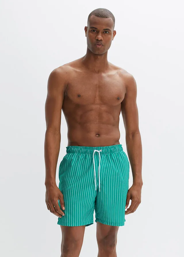 PANTALóN CORTO DE PLAYA VERDE MENTABLANCO DE RAYA