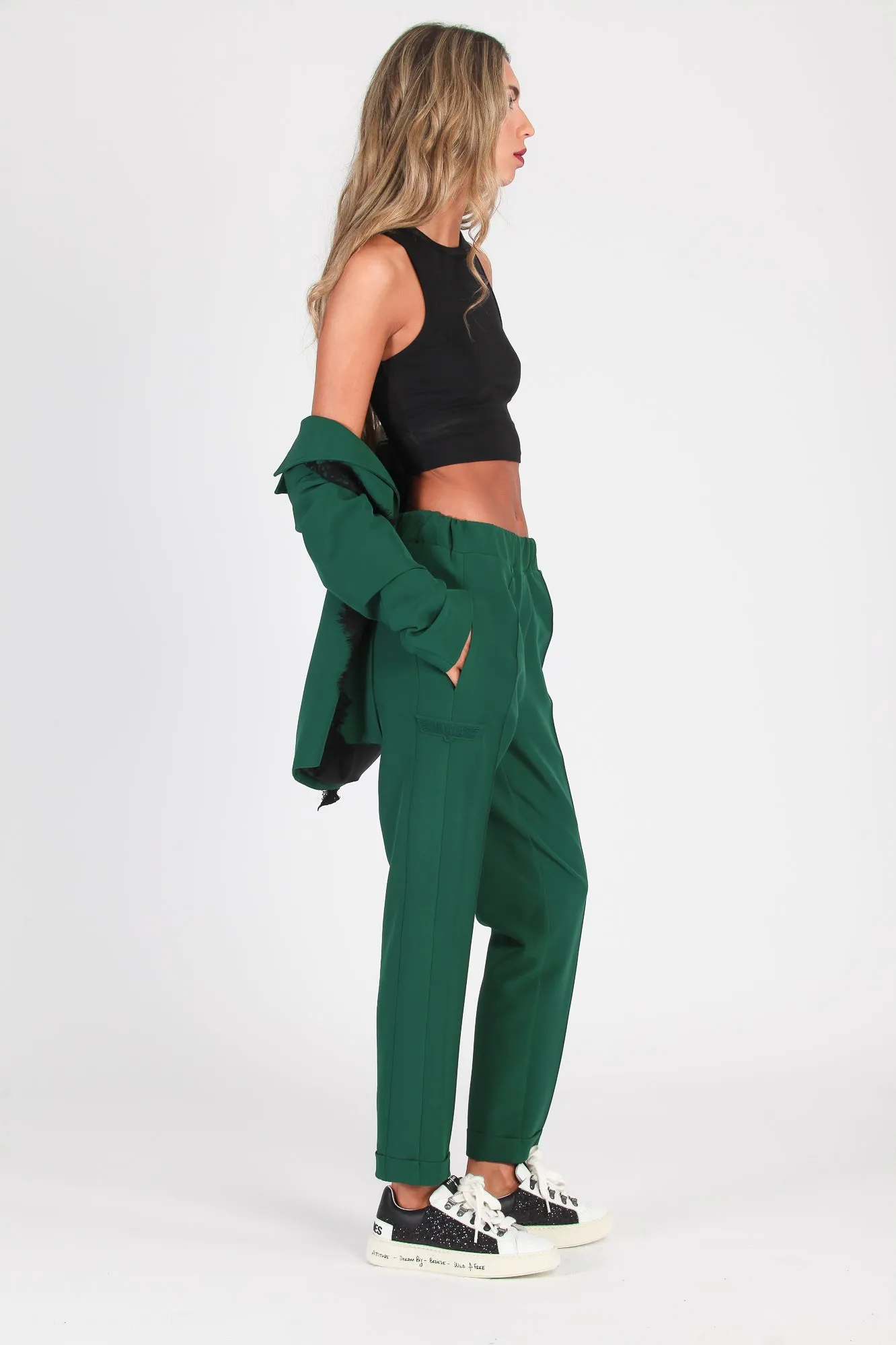 Pantalón traje blonda verde