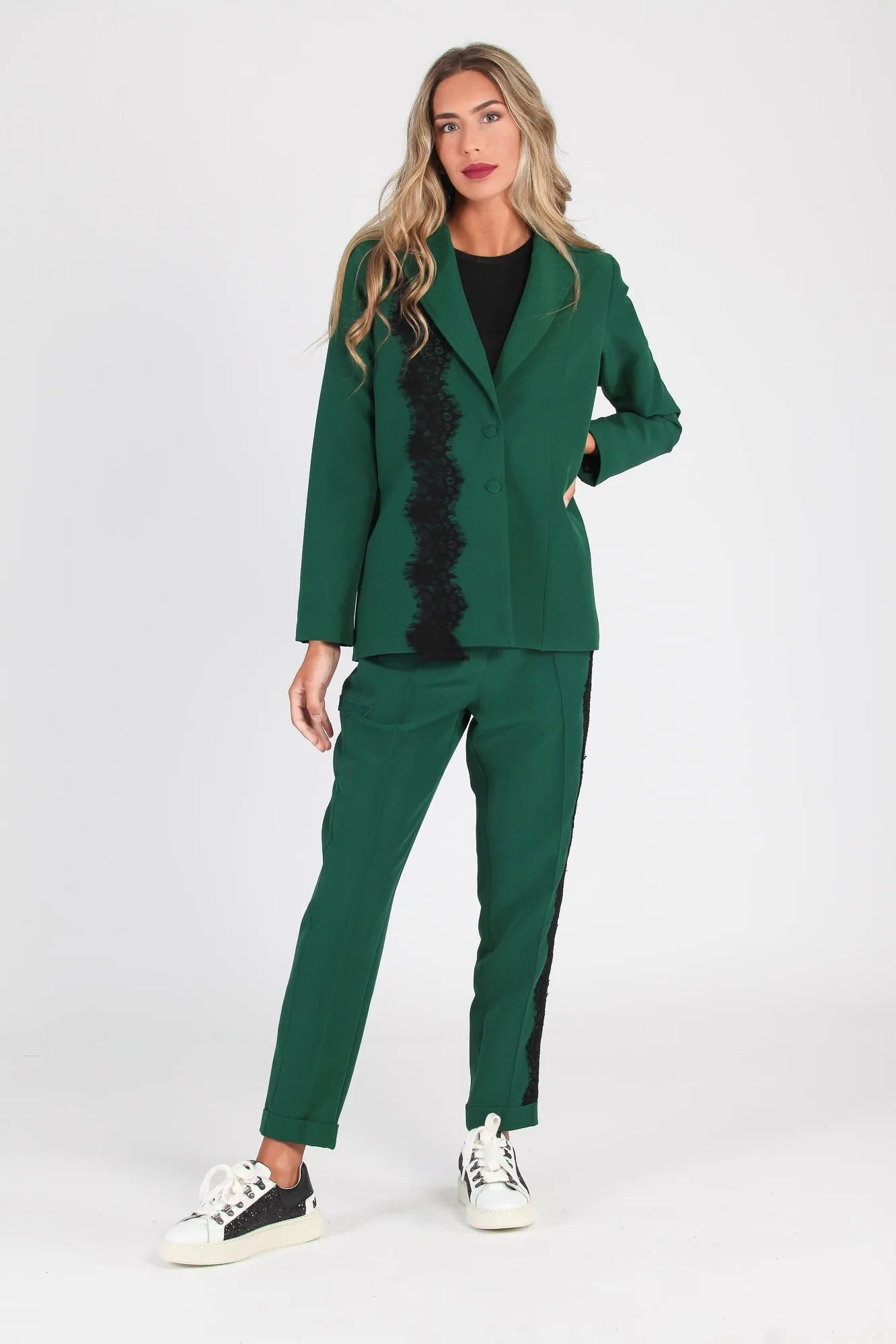 Pantalón traje blonda verde