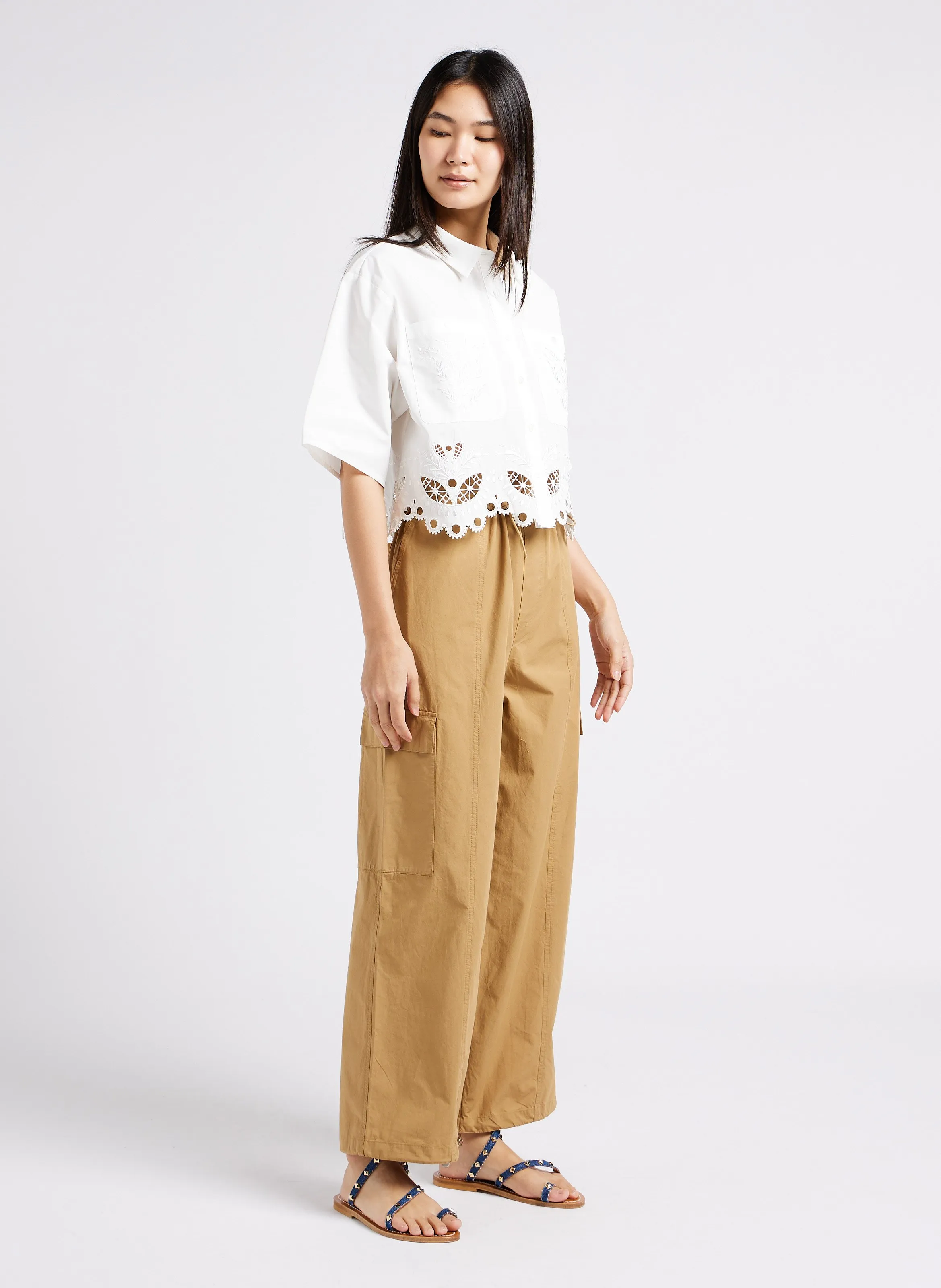 PAULINE  PANTALóN CARGO DE ALGODóN EN BEIGE