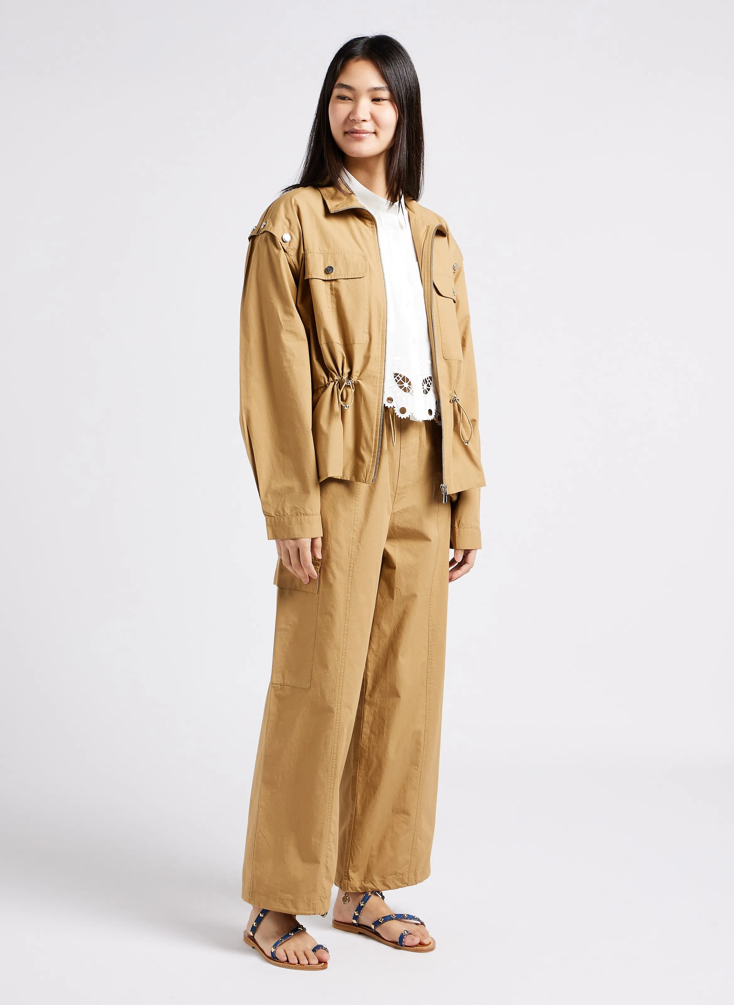 PAULINE  PANTALóN CARGO DE ALGODóN EN BEIGE