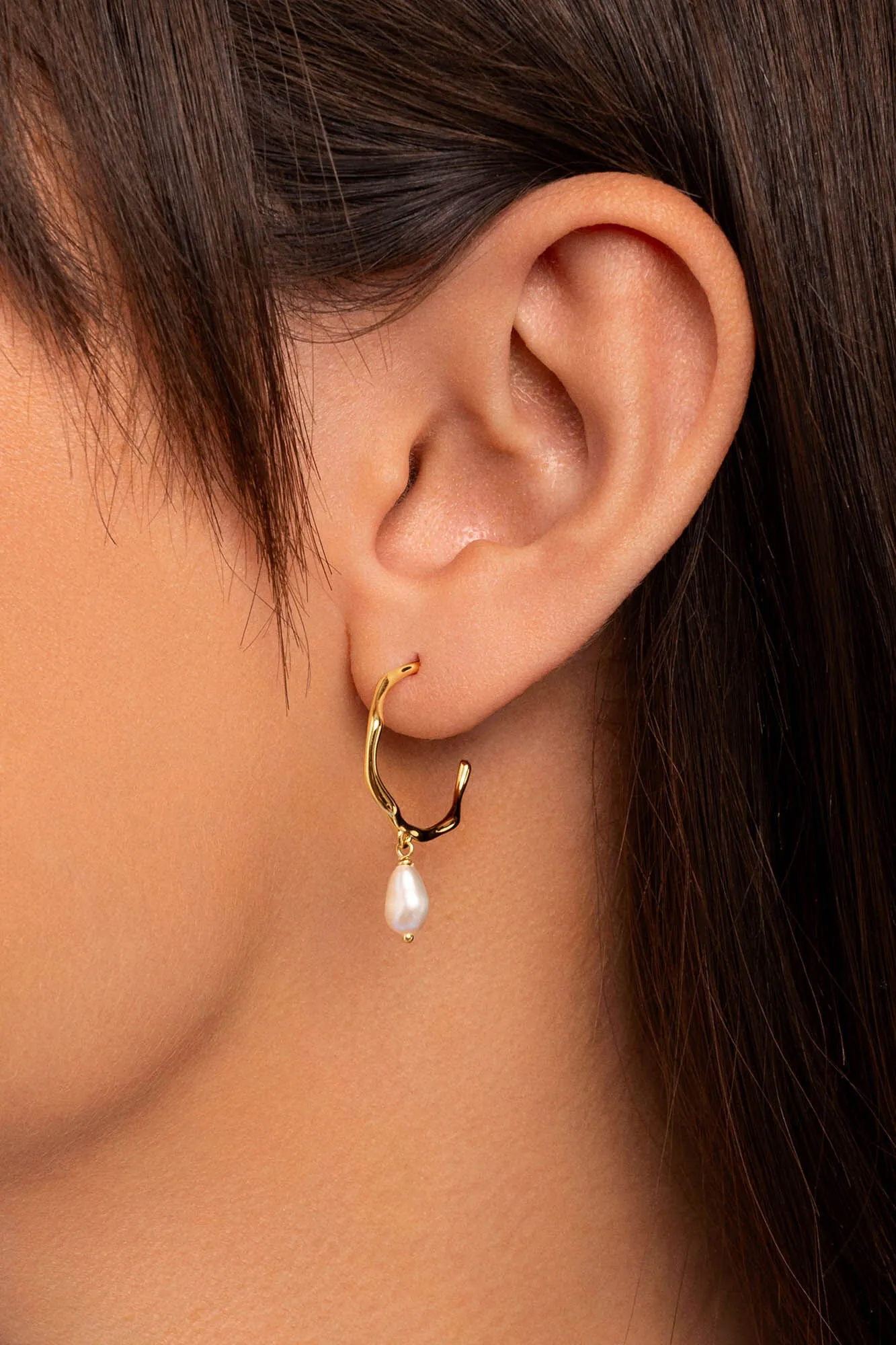 Pendientes Aro Menorca Pearl Baño Oro