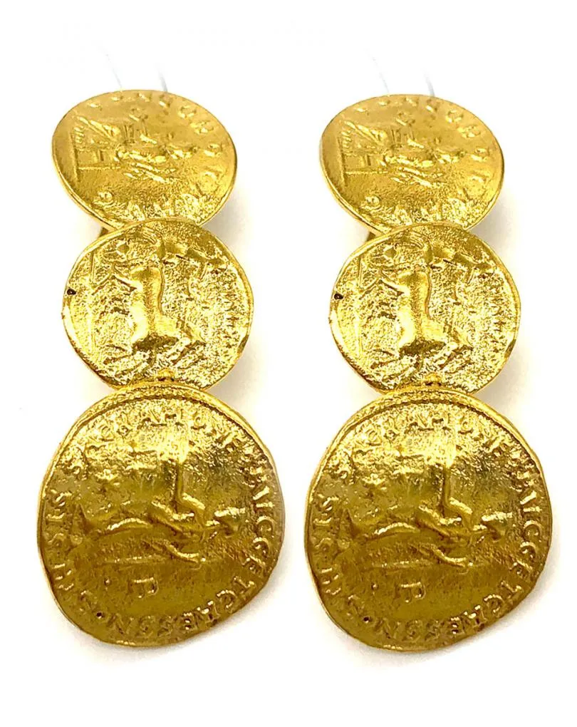 PENDIENTES MONEDAS EGIPCIAS CHAPADO EN ORO