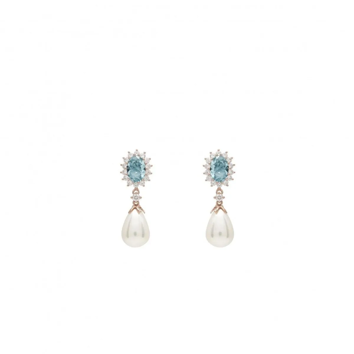 Pendientes perla colgante diseo cuarzo adamantino azul